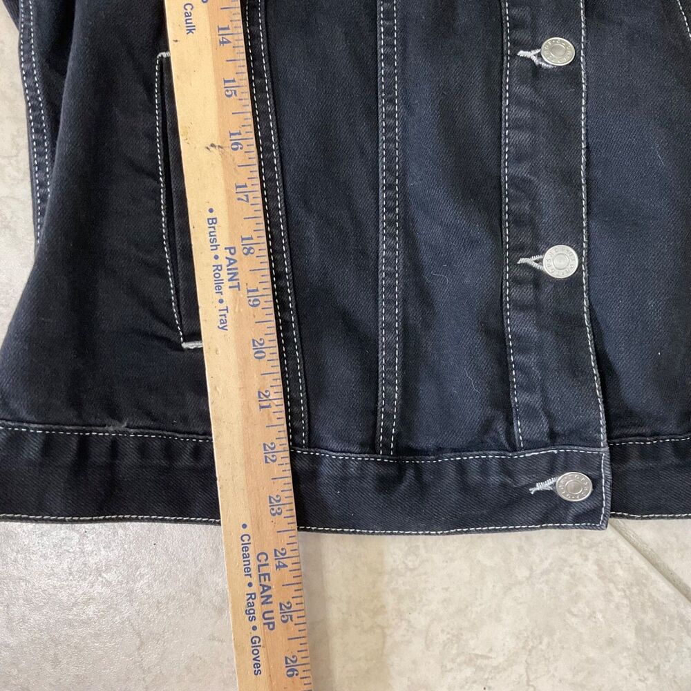 Topshop Moto Denim Jacket Lace Up Details Pockets wms. Size 12 Black Lace detail - Picture 9 of 15